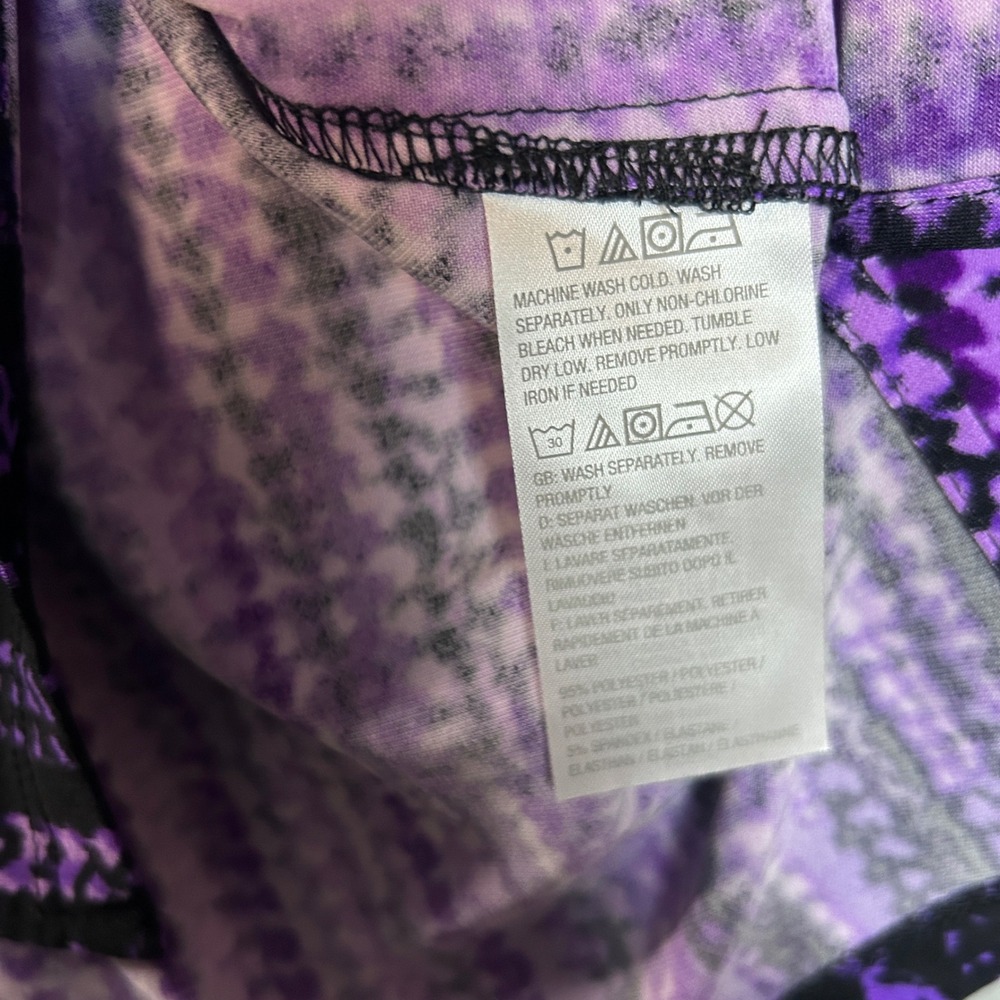 Susan Graver Tunic Top Liquid Knit XL Black Purple Abstract Drip Long Sleeve - Picture 10 of 10